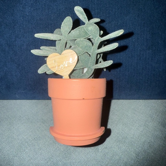 Other - Wallflower: Terracotta Potted Faux Plant with Heart Tag